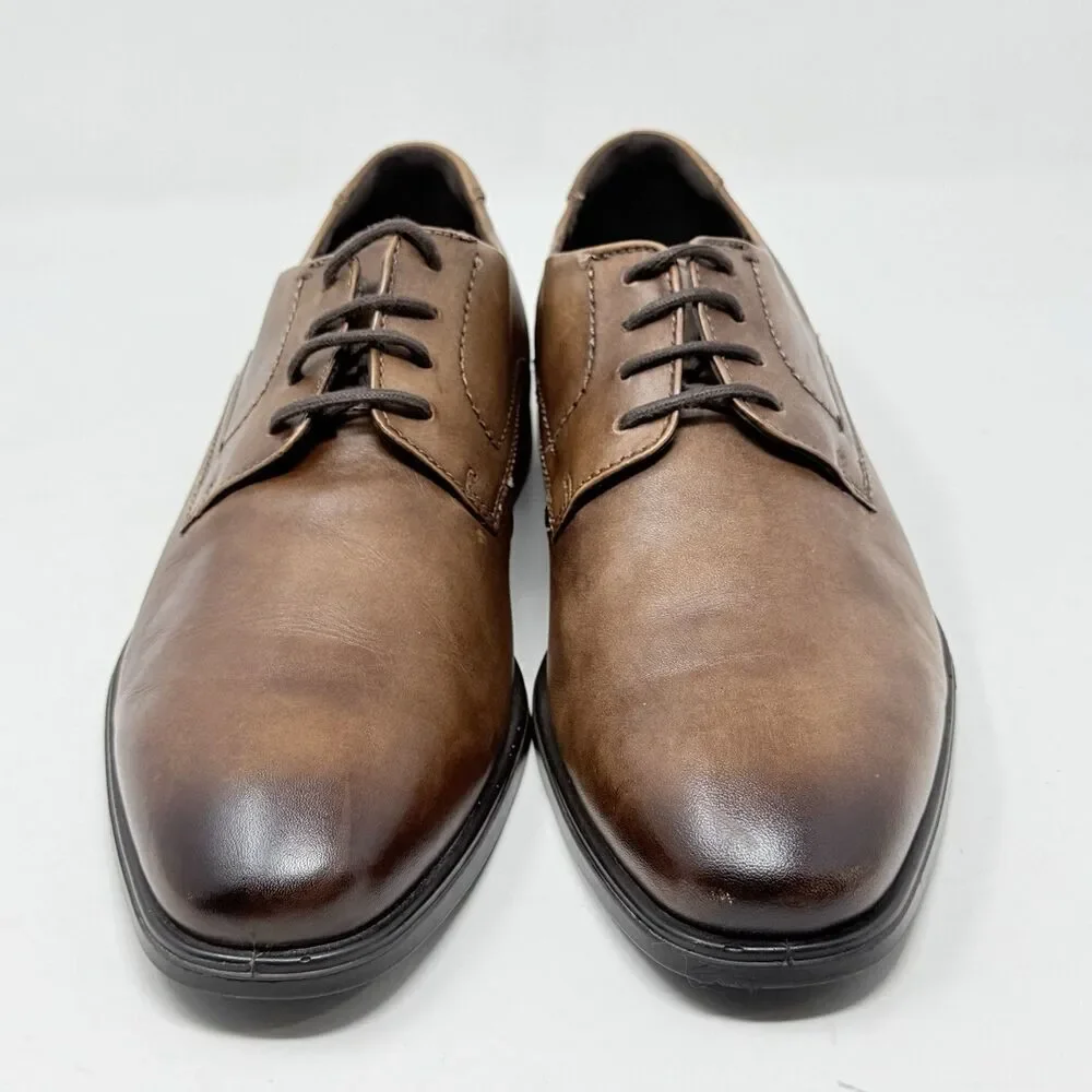 Ecco Melbourne Tie Derby Shoes Mens 10 EU 44 Brown Leather Casual Dress Business